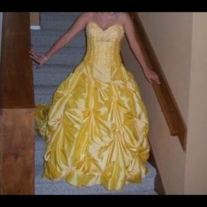 belle inspired prom dress